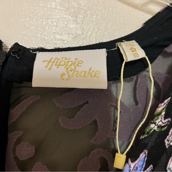 Hippie Shake Shake It Out Burnout Velvet Fringe Sheer Jumpsuit Wide Leg Size 10 - Picture 5 of 10